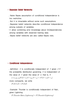 - Bayesian Belief Networks . Naive Bayes assumption of conditional