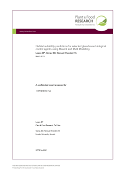 Habitat suitability predictions for selected glasshouse biological