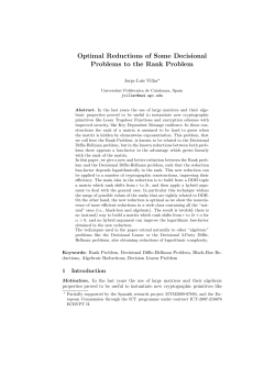 Optimal Reductions of Some Decisional Problems to the Rank