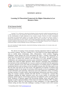 Learning 2.0 Theoretical Framework for Higher Education in