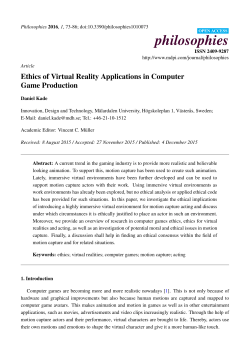 Ethics of Virtual Reality Applications in Computer Game