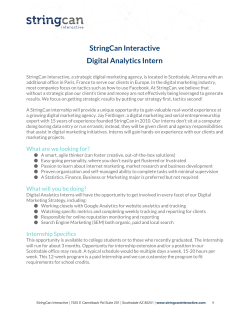 StringCan Interactive Digital Analytics Intern