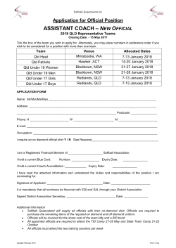 Assistant Coach Position All - Softball Queensland