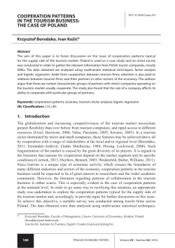 COOPERATION PATTERNS IN THE TOURISM BUSINESS: THE
