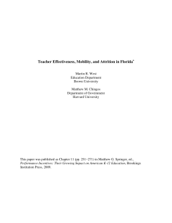 Teacher Effectiveness, Mobility, and Attrition in Florida