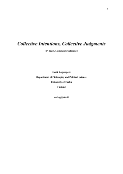 Collective Intentions, Collective Judgments