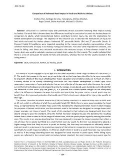 Comparison of Helmeted Head Impact in Youth and Adult Ice Hockey