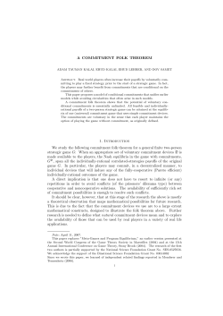 A COMMITMENT FOLK THEOREM 1. Introduction We