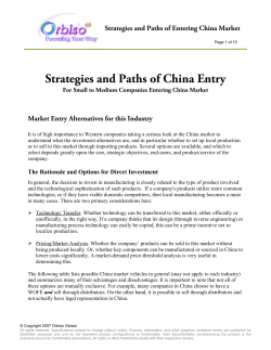 Strategies and Paths of China Market Entry