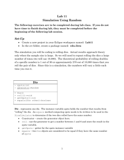 Lab 11 Simulation Using Random Set-Up Die