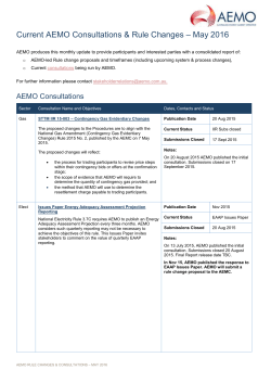 AEMO Rule Changes Bulletin &ndash; May 2016