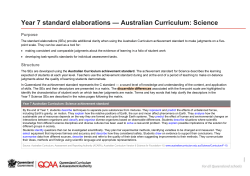 Year 5 standard elaborations Australian Curriculum: Science