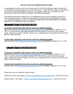 8th GRADE TRYOUT RESULTS! WELCOME, NEW OSA PLAYERS!