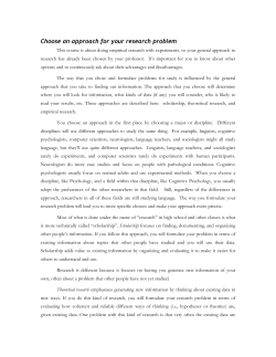 Choose an approach for your research problem