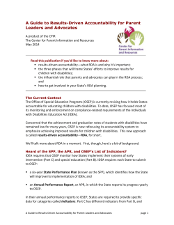 A Guide to Results-Driven Accountability for Parent Centers