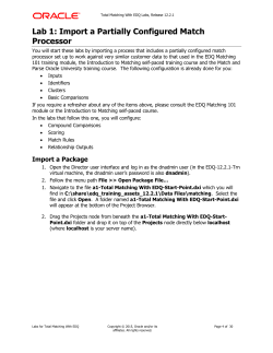 Lab 1: Import a Partially Configured Match Processor