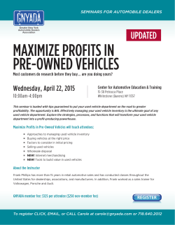 maximize profits in pre-owned vehicles