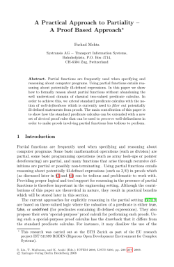 A Practical Approach to Partiality &ndash; A Proof Based Approach