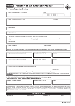 R9 Transfer of Amateur - Irish Football Association