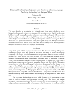 Bilingual Stroop in English Speakers with Russian as a Second