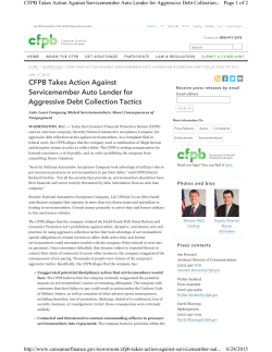 CFPB Takes Action Against Servicemember Auto Lender for