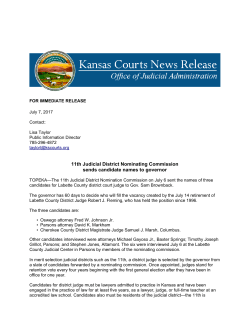 11th Judicial District Nominating Commission sends candidate
