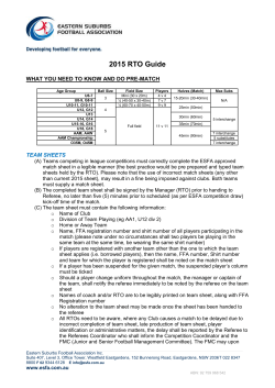 2015 RTO Guide - Eastern Suburbs Football Association