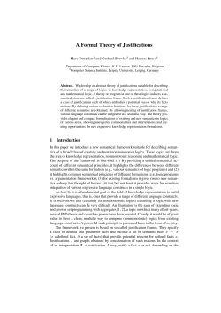 A Formal Theory of Justifications - Lirias