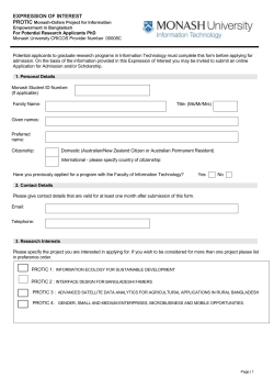 Timetable for Submission Form