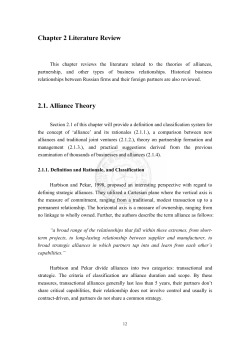 Chapter 2 Literature Review 2.1. Alliance Theory