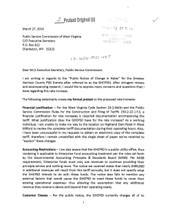 March 27,2014 Public Service Commission of West Virginia C/O