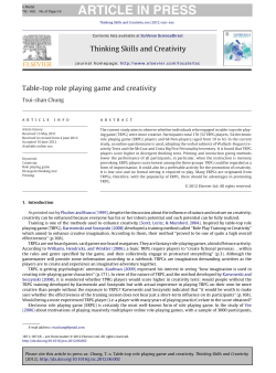 Table-top role playing game and creativity