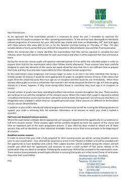 Dear Parent/Carer, As we approach the final examination period it is