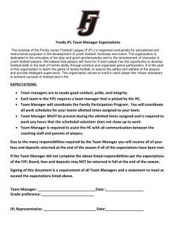 Fondy JFL Team Manager Expectations &bull; Team managers are to