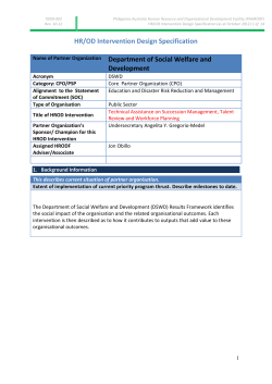 DSWD &ndash; Succession Management, Talent Review, and