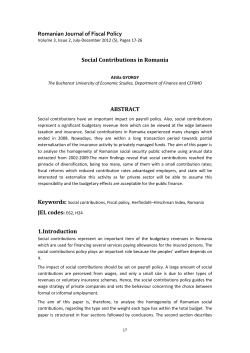 Romanian Journal of Fiscal Policy Social Contributions in Romania