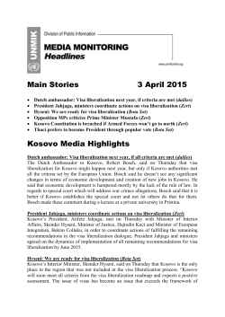 Main Stories 3 April 2015 Dutch ambassador: Visa liberalization
