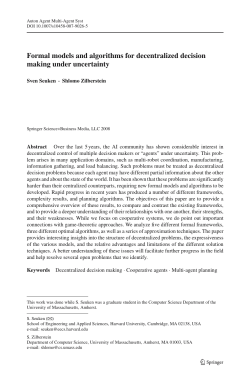 Formal models and algorithms for decentralized decision making