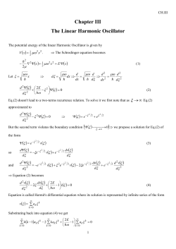 Chapter III The Linear Harmonic Oscillator