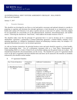 Cross-Border Joint Ventures Deal Points 07102015