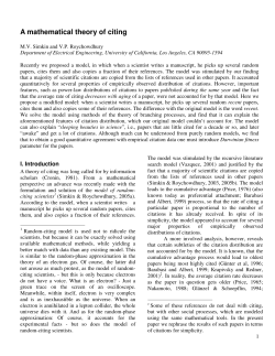 A mathematical theory of citing