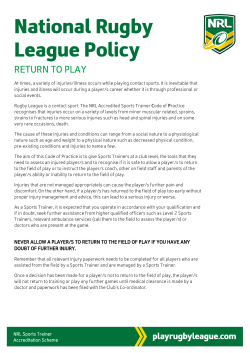 Return to Play Policy