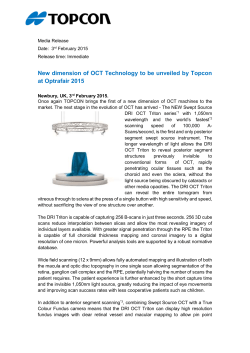 New dimension of OCT Technology to be unveiled by Topcon at