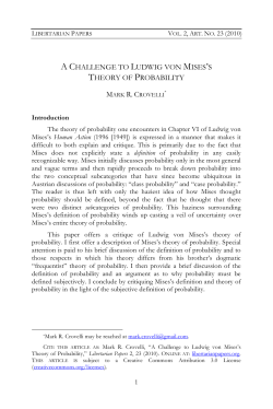a challenge to ludwig von mises`s theory of probability