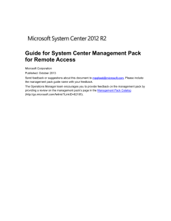 Guide for System Center Management Pack for