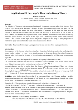 Applications Of Lagrange`s Theorem In Group Theory