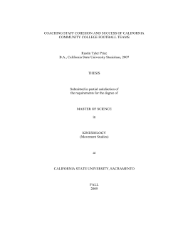 COACHING STAFF COHESION AND SUCCESS OF