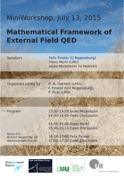 Mathematical Framework of External Field QED MiniWorkshop, July