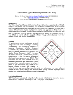 The University of Utah Quality Course Framework &copy; A Collaborative