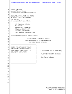 PARTIAL CONSENT DECREE MDL No. 2672 CRB (JSC) 1 2 3 4 5 6
